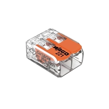Szybkozłączka WAGO 221-412 z dźwigniami na 2 przewody, drut i linka 0,2-4mm², 32A 450V