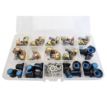 Zestaw potencjometrów obrotowych 0.125W + gałki, 36 sztuk