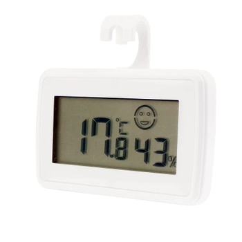 Termometr elektroniczny z higrometrem, wyświetlacz LCD, biały, AG195G