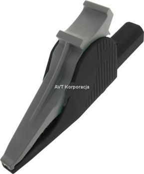 Krokodylek bezpieczny, rozwarcie 32mm, gniazdo 4mm, czarny