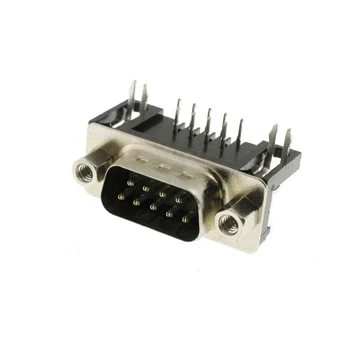 Wtyk D-Sub męski DB9 9-pin kątowy do PCB z zatrzaskami snap-in Connfly