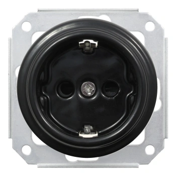 Gniazdo elektryczne Schuko ceramiczne, okrągłe bez ramki, montaż podtynkowy, kolor czarny Ceramic Loft