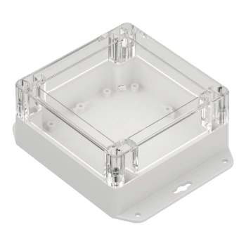 Obudowa hermetyczna ZP120.120.60UJPH, 119,9 × 119,9 × 60 mm, ABS+PC, jasnoszara, z uchem, z przezroczystym wieczkiem, Kradex