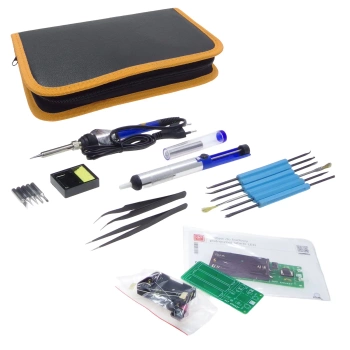 Zestaw lutowniczy w etui + kit do nauki lutowania: latarka LED AVTEDU627