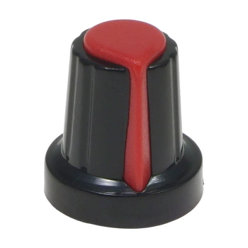Gałka do potencjometru na oś 6mm - 16x17mm - czarna, czerwony znacznik
