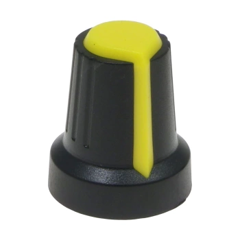 Gałka do potencjometru na oś 6mm - 16x17mm - czarna, żółty znacznik