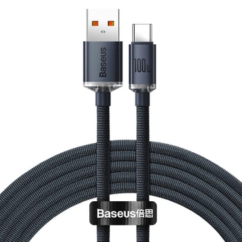 Kabel USB do USB-C 1.2m, szybkie ładowanie PD / QC 100W, czarny, Baseus Crystal Shine