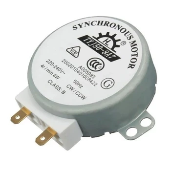 Silnik napędu talerza kuchenki mikrofalowej 220–240 V AC, 4 obr./min, wrzeciono 7 mm ścięte, typ TYJ50-8A7