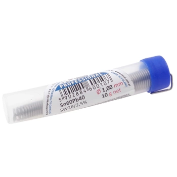 Cyna lutownicza Sn60Pb40 z topnikiem SW26, średnica 1 mm, fiolka 10 g, Cynel