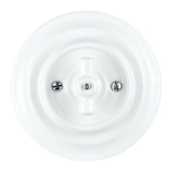 Włącznik żaluzjowy obrotowy okrągły biały ceramiczny podtynkowy z ramką - Ceramic Loft