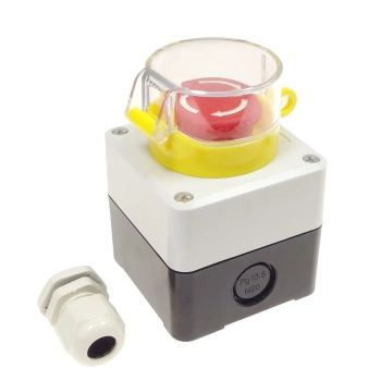 Przycisk bezpieczeństwa typu grzybek w obudowie z zamykaną osłoną PRZEL801