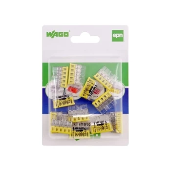 Szybkozłączka WAGO 2273-205 wciskana na 5 przewodów, tylko drut 0,5-2,5mm², 24A 450V, blister 12 szt.