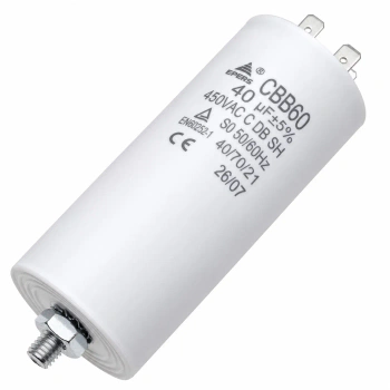 Kondensator rozruchowy do silnika 40µF 450VAC, CBB60, 4 konektory, Ø45 × 102 mm, EPERS