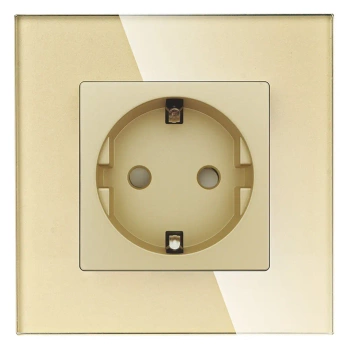 Gniazdo elektryczne pojedyncze Schuko - szklana ramka - złote - Tawoia Glass