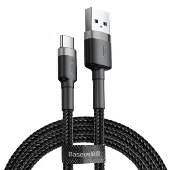 Kabel USB do USB-C 3m, szybkie ładowanie QC3.0 2A, nylonowy oplot, czarny, Baseus