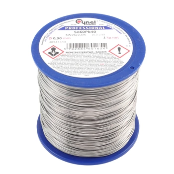 Cyna lutownicza Sn60Pb40 z topnikiem SW26, średnica 0,9 mm, szpula 1 kg, Cynel