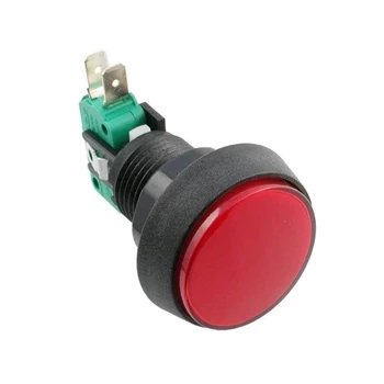 Przycisk arcade do gier HG1-3S czerwony okrągły chwilowy ON-(ON) 50mm podświetlany 12V