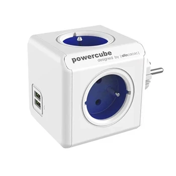 PowerCube Original USB, rozgałęźnik 4 gniazda + 2x USB, niebieski