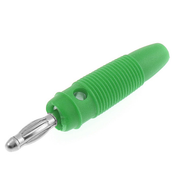 Wtyk izolowany 4mm lamelkowy z otworem 4mm, przykręcany, zielony