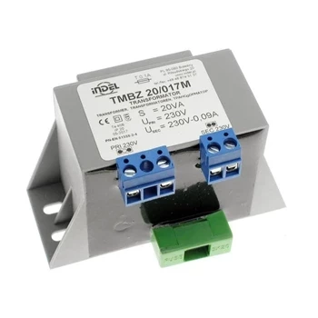 Transformator sieciowy z mocowaniem TMBZ 20/017M, 20 VA, 230 Vac, 0,8 A, rdzeń EI 54/18,8, listwa zaciskowa, Indel
