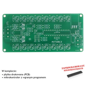 Wskaźnik wysterowania 2×8 LED, PCB i mikroprocesor do projektu AVT6013