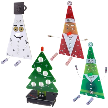 Ozdoby świąteczne do zlutowania: Mikołaj, Bałwanek, Elf, Choinka LED RGB. Zestaw DIY AVT XMASBOX3