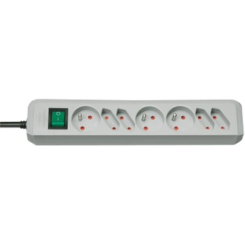 Listwa zasilająca 7 gniazd, przewód 1,5 m, 3G1,5, z włącznikiem, z uziemieniem, jasnoszara, Brennenstuhl Eco-Line