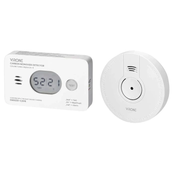 Zestaw czujników dymu i czadu, LCD, 9 V, sensor 10 lat, ORNO DC-7