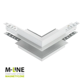 Łącznik kątowy do szyny magnetycznej zewnętrzny podtynkowy biały M-LINE