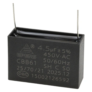 Kondensator rozruchowy EPERS CBB61 4.5uF 450VAC do silnika, do druku, 48x18x31mm