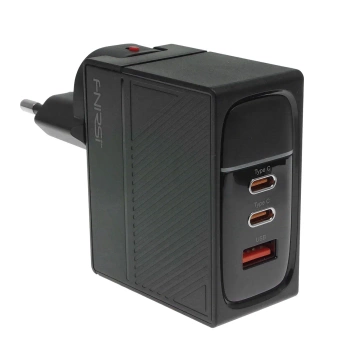 Ładowarka sieciowa GaN 100 W 2 × USB-C + USB-A CH100G01 FNIRSI - Power Delivery 3.0, wtyczki EU i US, czarna