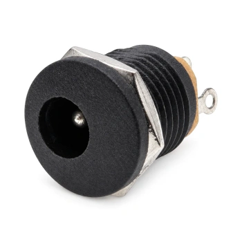 Gniazdo zasilania DC 2,1/5,5 mm do obudowy, plastikowe (nakrętka)