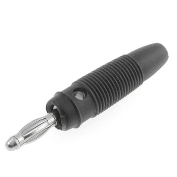 Wtyk izolowany 4mm lamelkowy z otworem 4mm, przykręcany, czarny