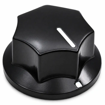 Gałka z kołnierzem do potencjometru na oś 6mm - 26x16mm - z bakelitu, czarna - GBS26