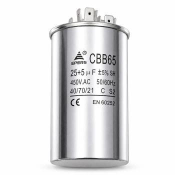 Kondensator podwójny do klimatyzacji 25+5µF 450VAC, CBB65, HERM/FAN/C, Ø50 × 85 mm, EPERS