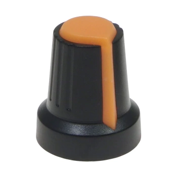 Gałka do potencjometru na oś 6mm - 16x17mm - czarna, pomarańczowy znacznik