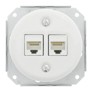 Gniazdo Ethernet Cat6 x2 ceramiczne białe okrągłe Ceramic Loft