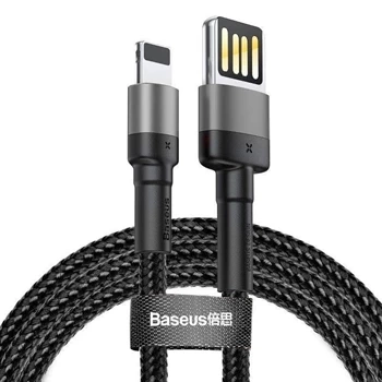 Kabel Lightning - USB 1m, 2.4A, dwustronny, szaro-czarny, Baseus Cafule