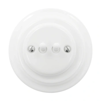 Włącznik żaluzjowy dźwigniowy ceramiczny, okrągły z ramką, podtynkowy biały Ceramic Loft