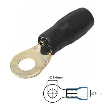 Końcówka oczkowa izolowana M8 25mm² - złocona czarna - końcówka kablowa SGE