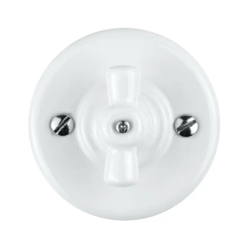 Włącznik schodowy obrotowy okrągły biały ceramiczny natynkowy - Ceramic Classic Loft