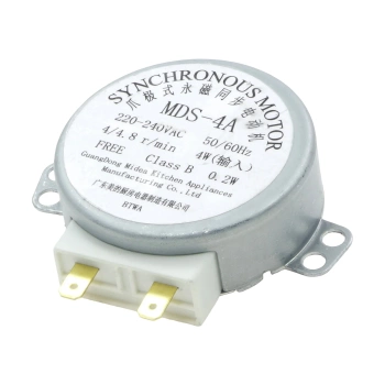 Silnik napędu talerza kuchenki mikrofalowej 220–240 V AC, 4/4,8 obr./min, wrzeciono 7 mm ścięte, typ MDS-4A