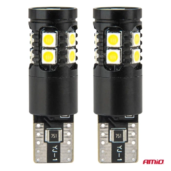 Żarówka samochodowa LED CANBUS T10 W5W 12V / 24V AMIO-04259, 2szt