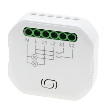 Inteligentny przekaźnik dopuszkowy WiFi + BLE, 2-kanałowy sterownik oświetlenia, Tawoia Smart Home