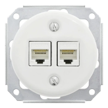 Gniazdo Ethernet Cat6 x2 ceramiczne białe okrągłe Ceramic Loft