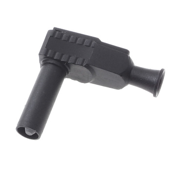 Wtyk bezpieczny 4mm z tuleją stałą kątowy 20A 1000V CAT III, czarny