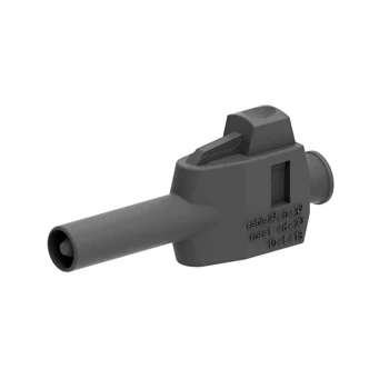 Wtyk bezpieczny 4mm z tuleją stałą lamelkowy, 600V CAT II, szybkozłącze, czarny