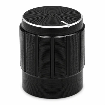 Gałka aluminiowa do potencjometru na oś 6mm - 14,7x17mm - czarna, srebrny znacznik - GCL15