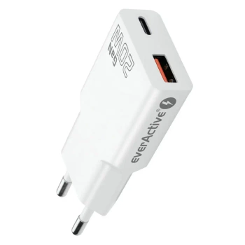 Ładowarka sieciowa everActive GaN USB QC3.0 + USB-C PD 20W SUPER SLIM SC-340Q