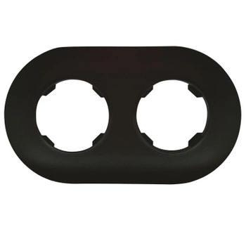 Ramka podwójna do gniazd i łączników, plastikowa, czarna, otwór okrągły, seria Soul OVAL